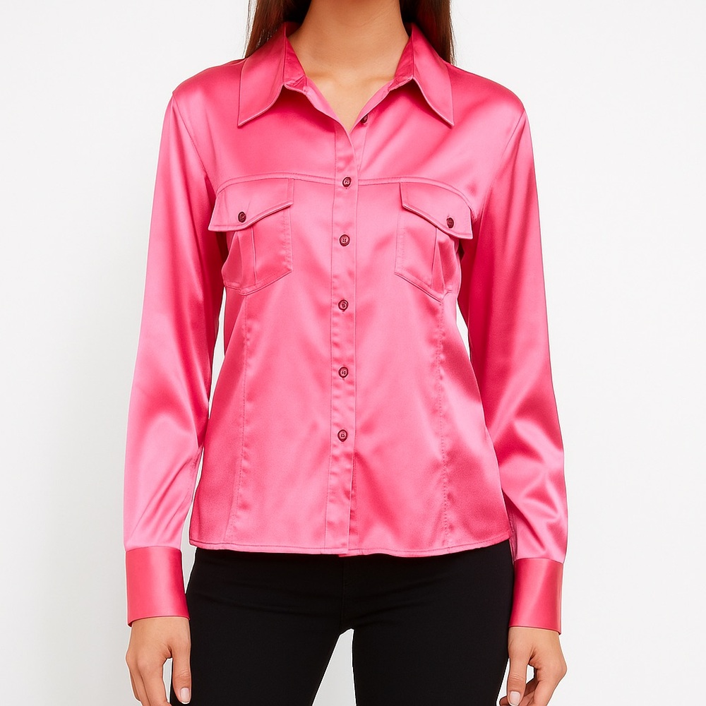 Silk & Cashmere Pure Silk Long Sleeve Western Style Shirt - Picture 15 of 15